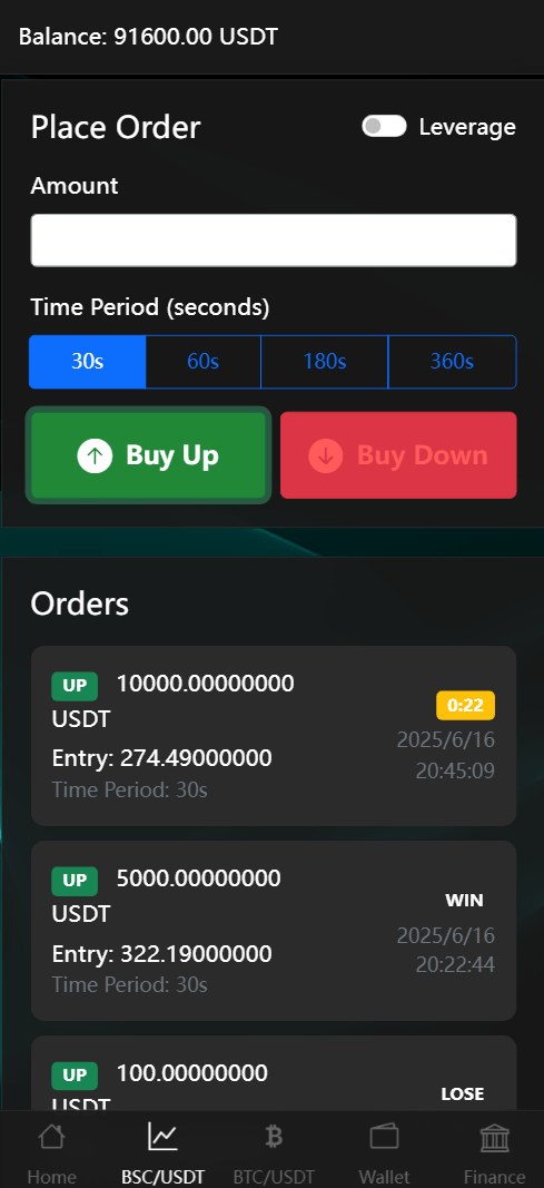 BitTong虚拟货币微交易系统源码 | 支持现货杠杆交易+K线控制+用户输赢管理+代理体系